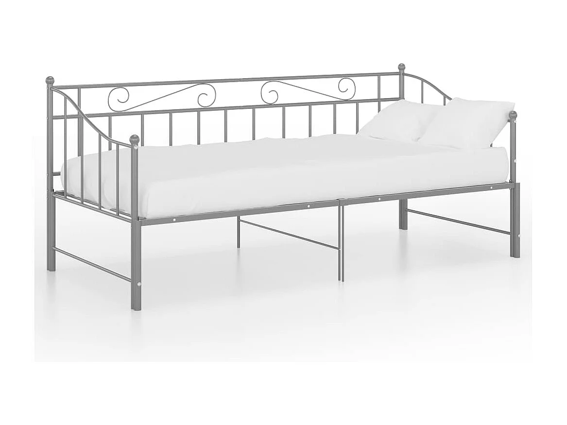 Lit-90x200 cm extensible Gris Métal HOQW96258