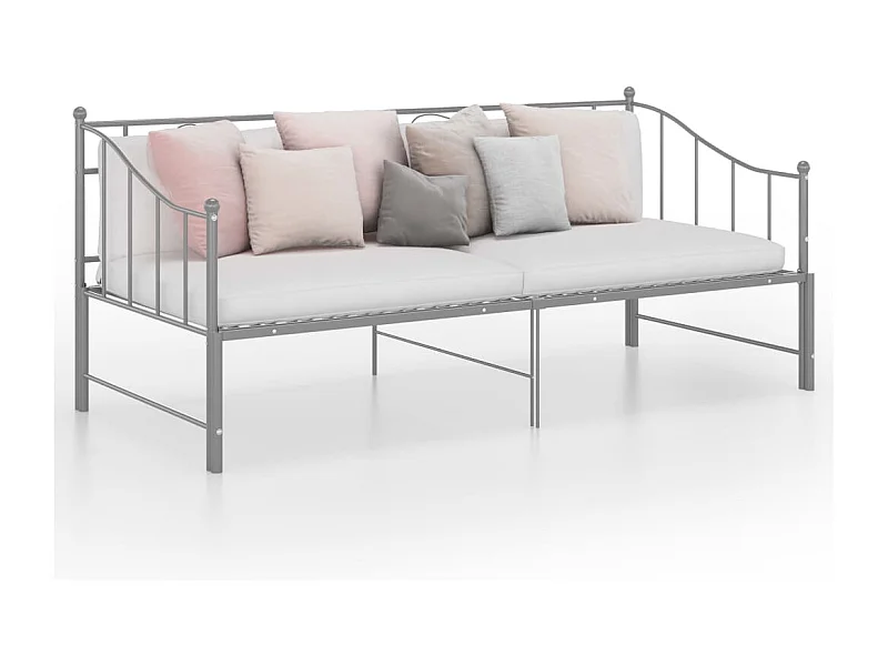 Lit-90x200 cm extensible Gris Métal HOQW96258