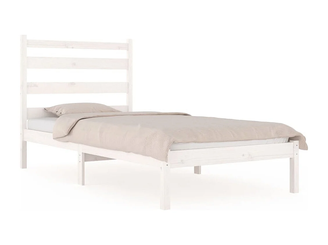 Cama 100x200 cm pinho maciço branco PT477456