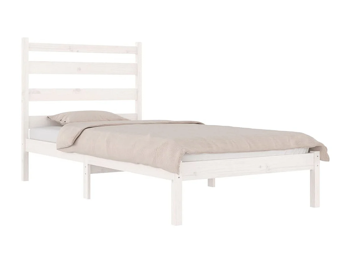 Cama 100x200 cm pinho maciço branco PT477456