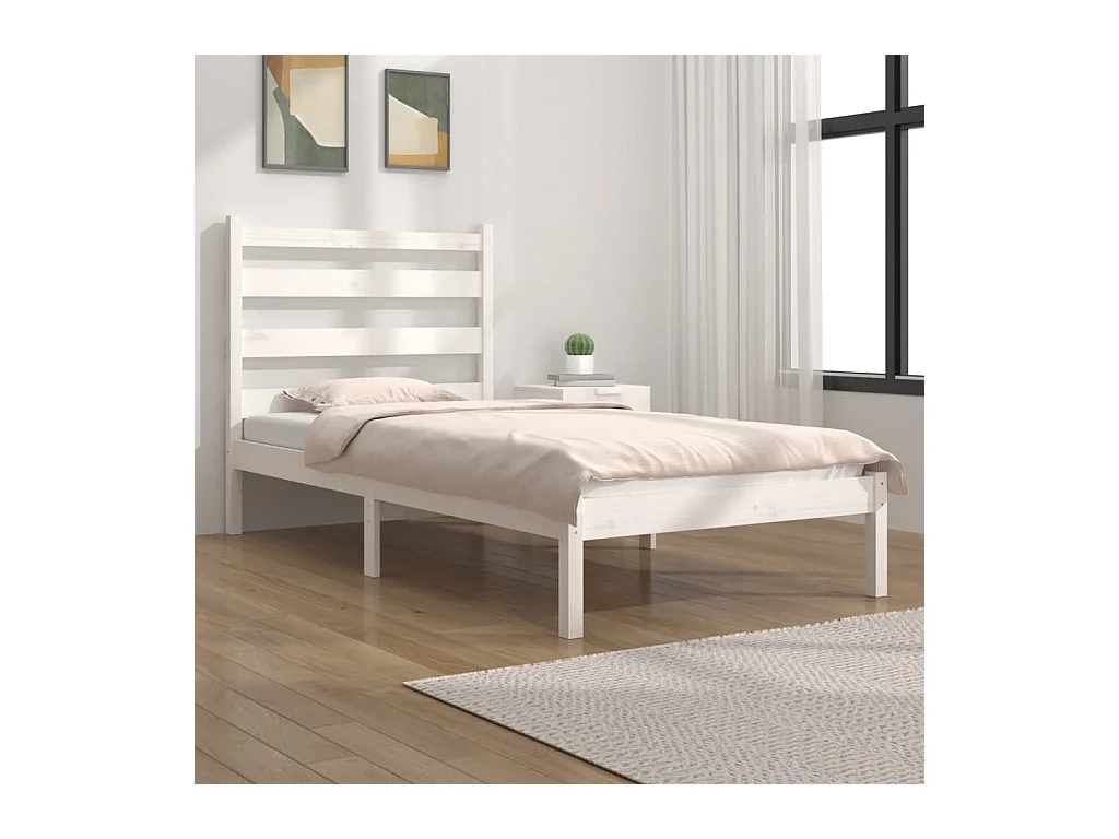 Lit-100x200 cm Blanc Bois de pin massif HOQW30441