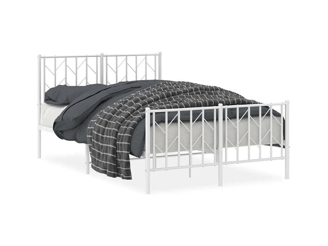 Cama com cabeceira e pés 120x190 cm metal branco PT927406