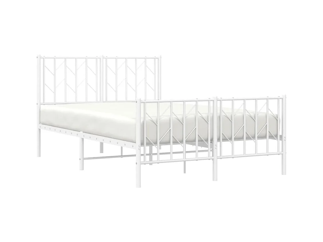 Cama com cabeceira e pés 120x190 cm metal branco PT927406