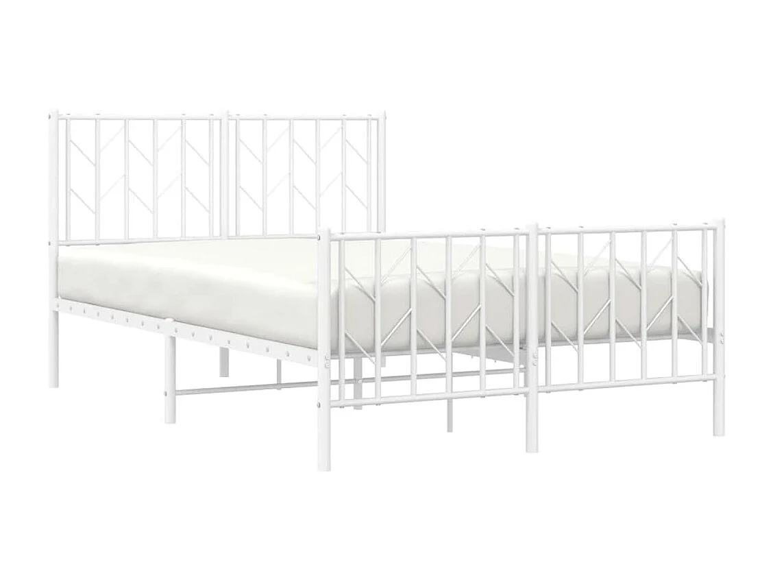 Lit-120x190 cm métal + tête de lit/pied de lit blanc HOQW13443