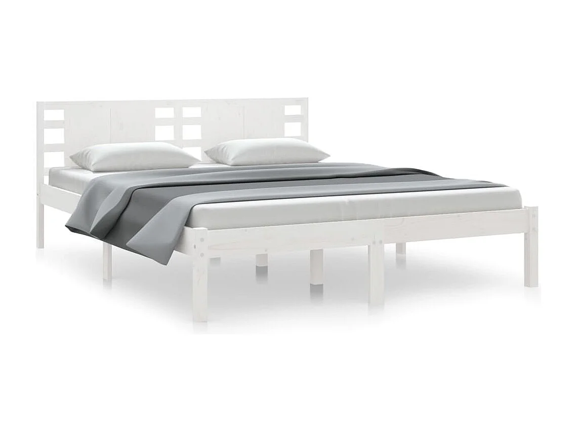Cama king 150x200 cm madeira maciça branco PT164681