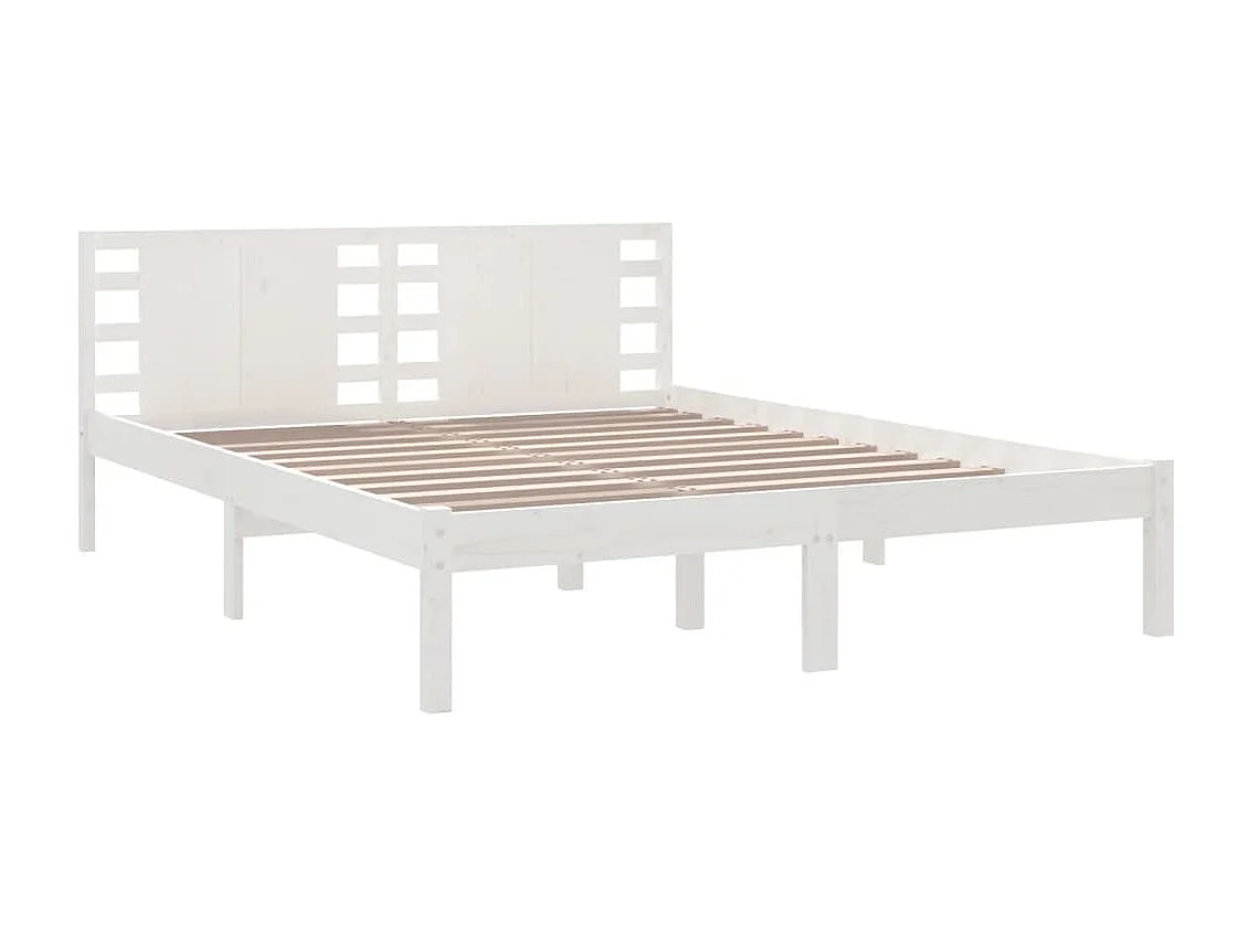Cama king 150x200 cm madeira maciça branco PT164681