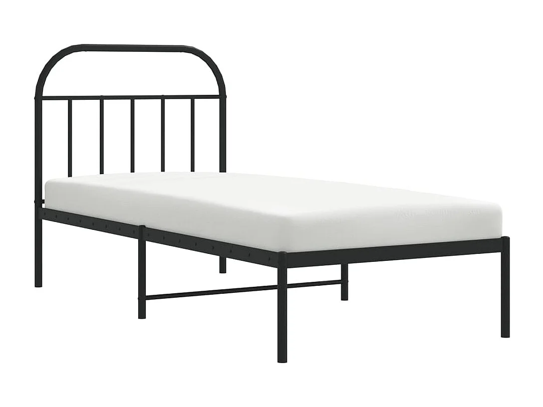 Lit-80x200 cm métal + tête de lit noir HOQW54368