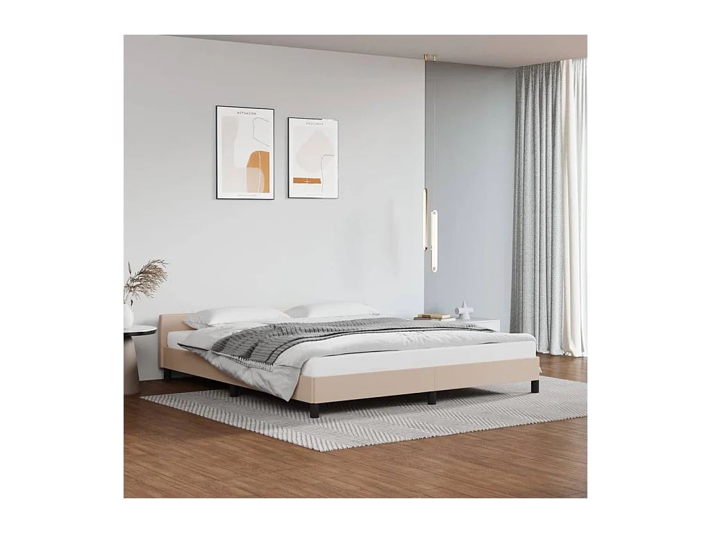 Lit-180x200 cm + tête de lit Cappuccino Similicuir HOQW73081