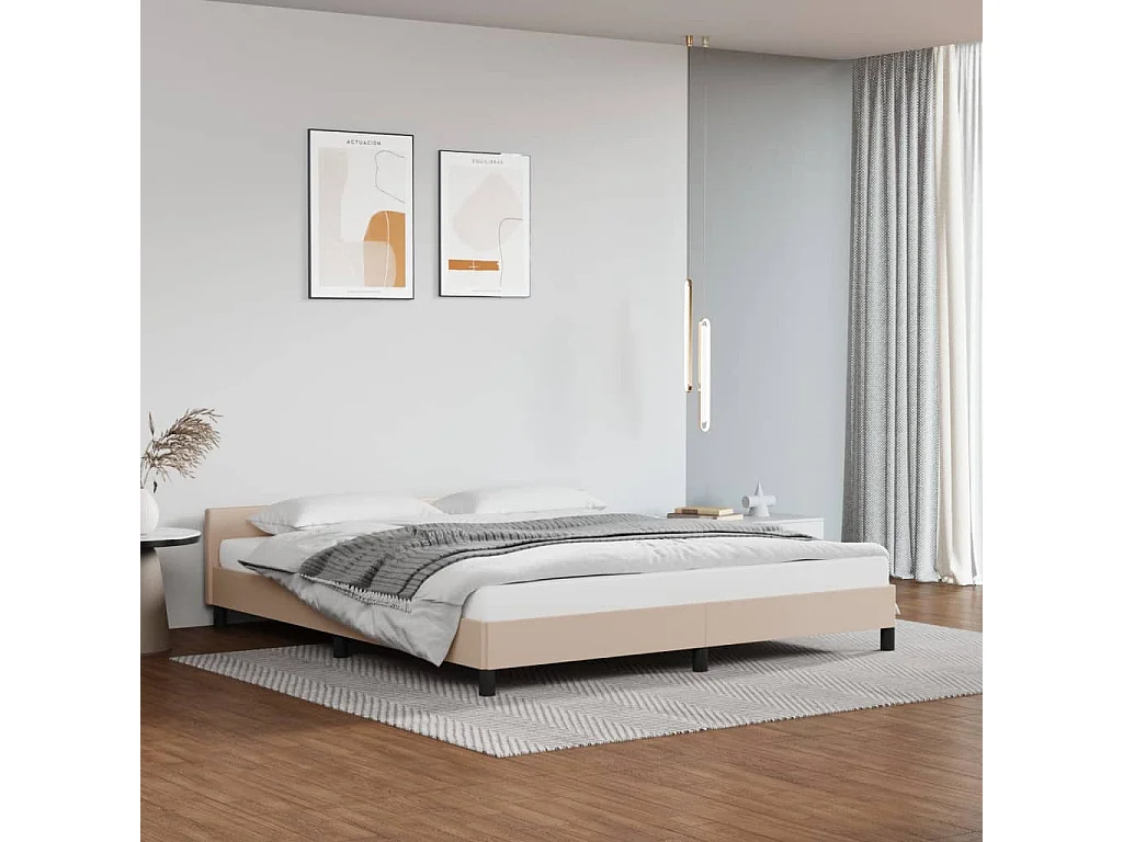 Lit-180x200 cm + tête de lit Cappuccino Similicuir HOQW73081