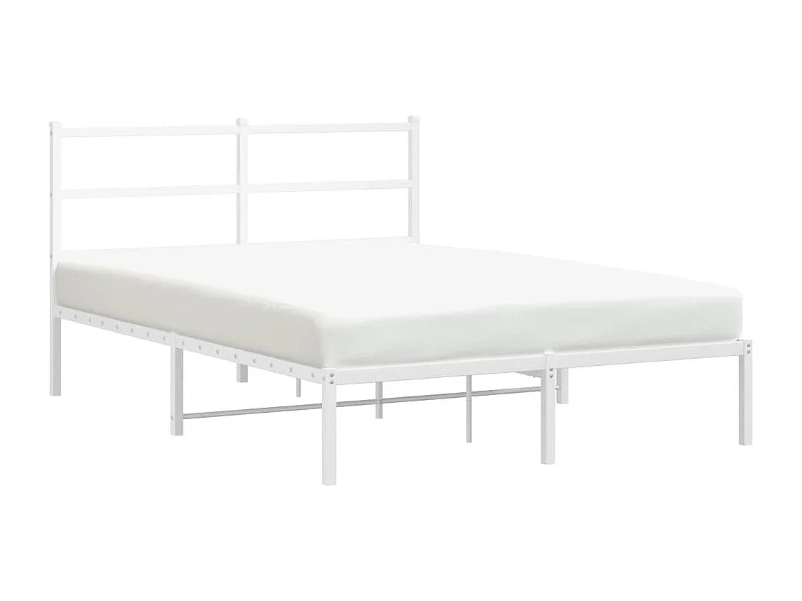 Cama -140x190 cm de metal con cabecero blanca YOE72702