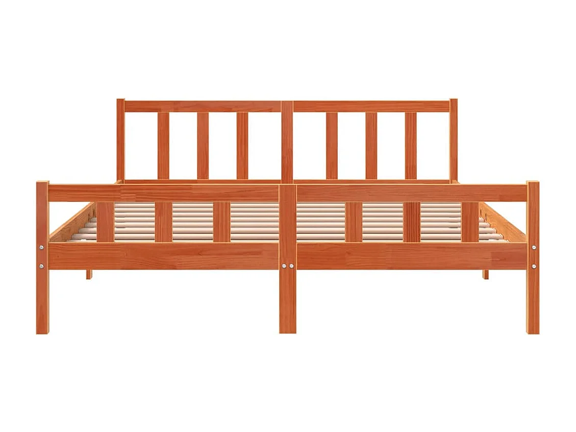 Lit-160x200 cm et tête de lit cire marron bois de pin HOQW54862