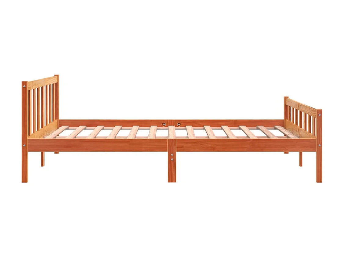 Lit-160x200 cm et tête de lit cire marron bois de pin HOQW54862