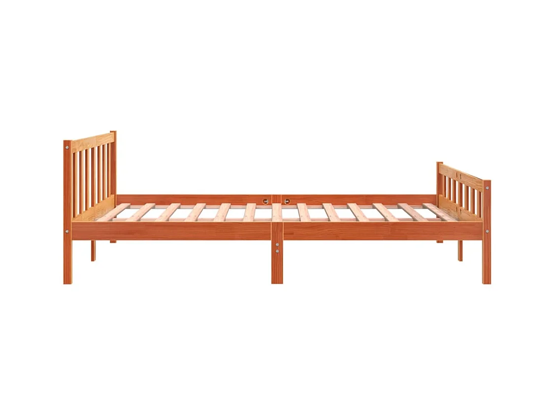 Lit-160x200 cm et tête de lit cire marron bois de pin HOQW54862
