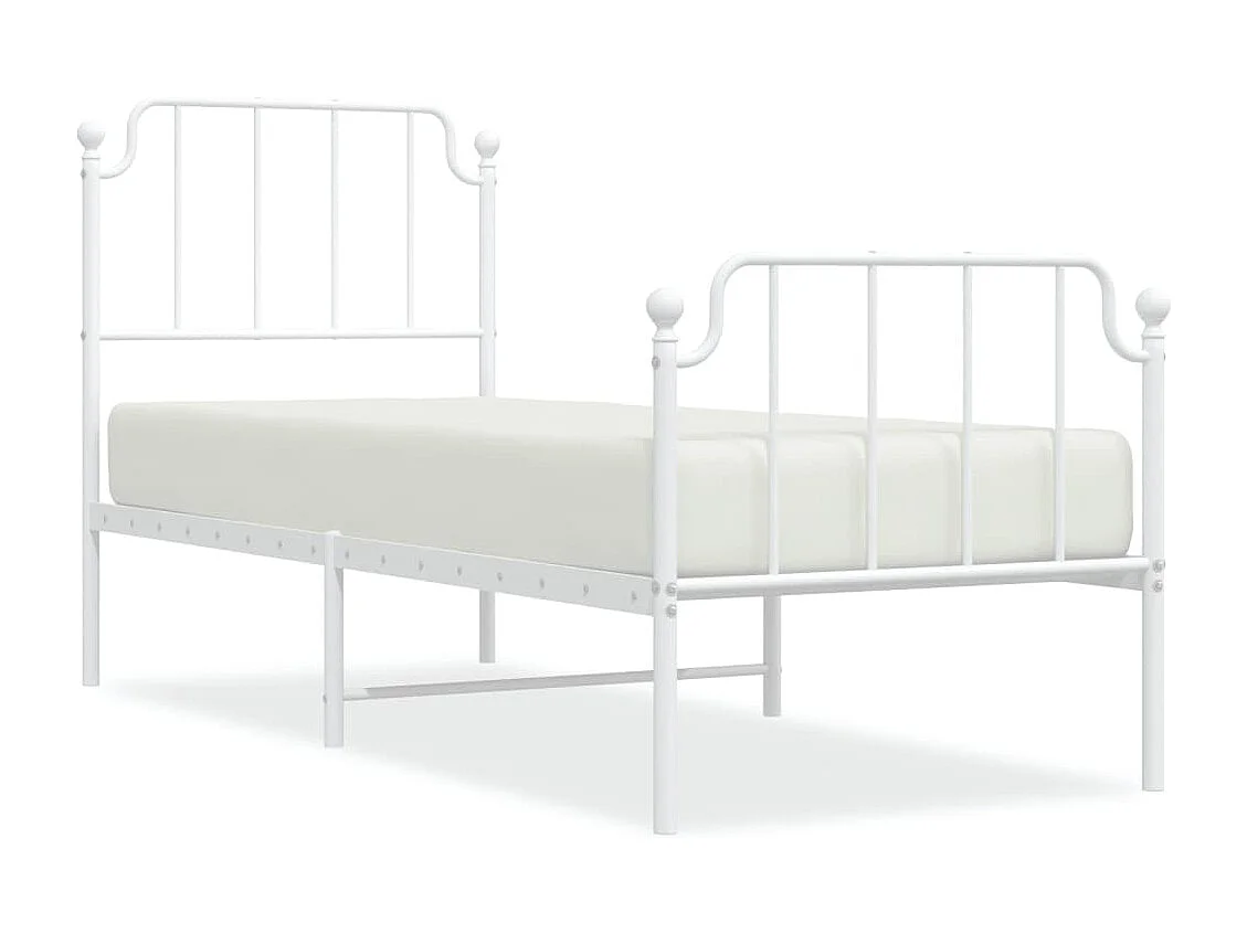 Cama - 80x200 cm metal con cabecero y pie cama blanca YOE67645