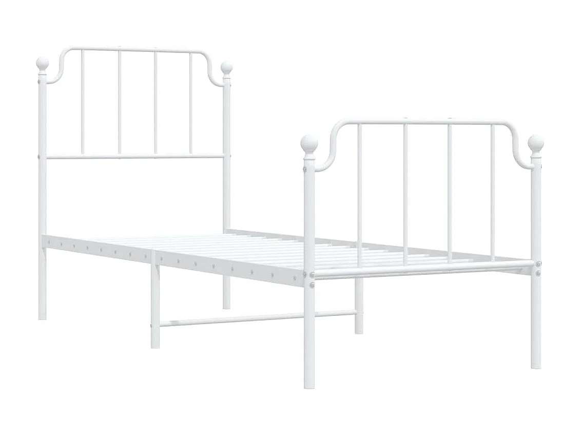 Cama - 80x200 cm metal con cabecero y pie cama blanca YOE67645
