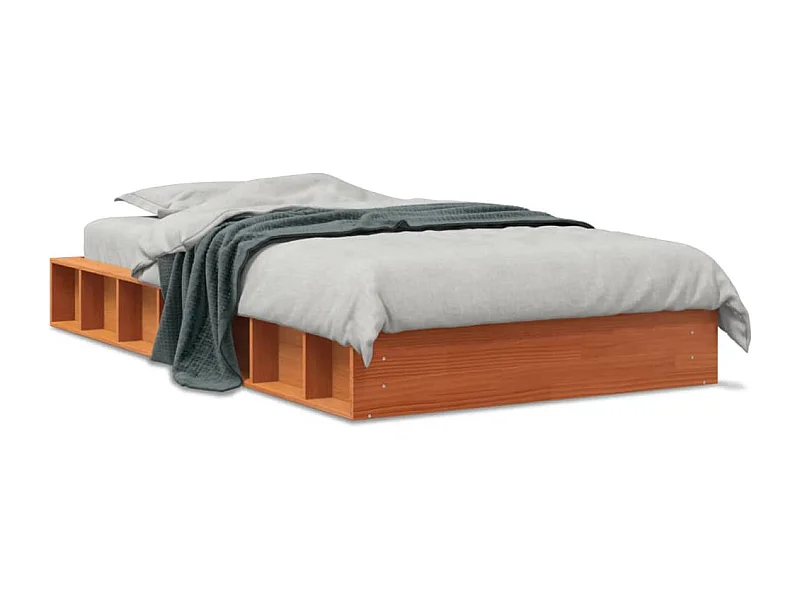 Cama 75x190 cm madeira pinho maciça castanho cera PT377787