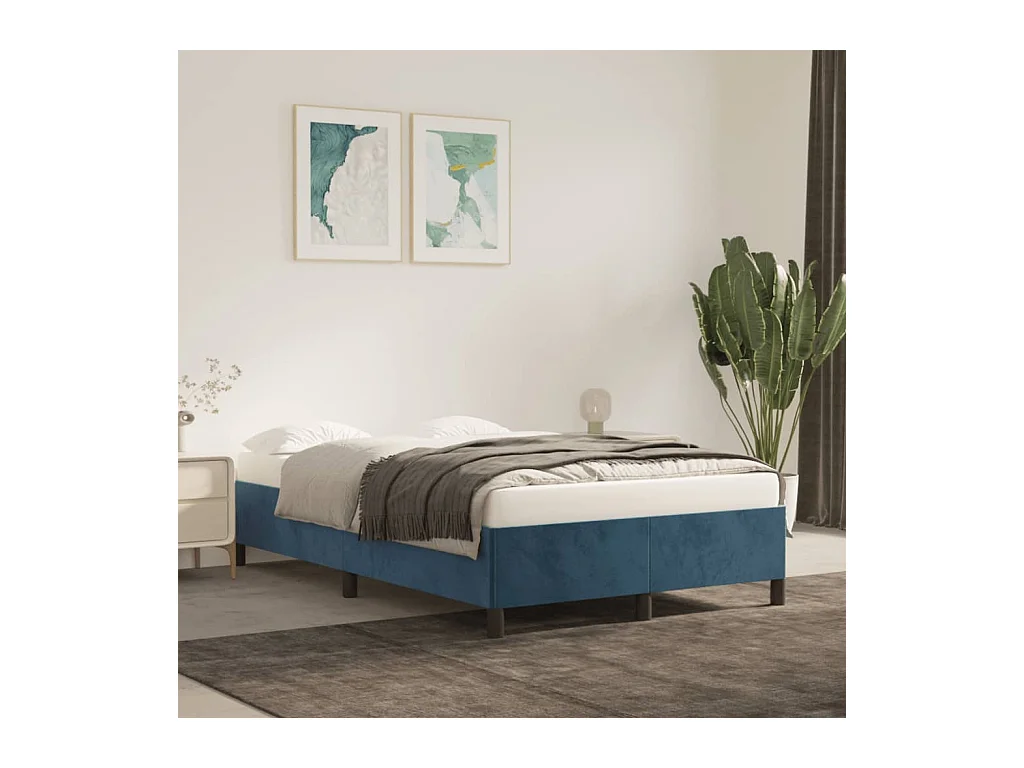 Lit-120x200 cm Bleu fonc Velours HOQW74559