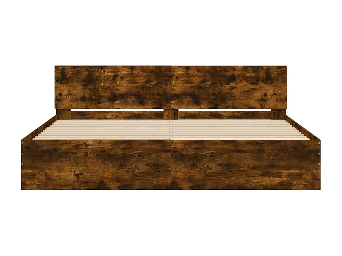 Lit-160x200 cm + tête de lit chêne fumé HOQW49840