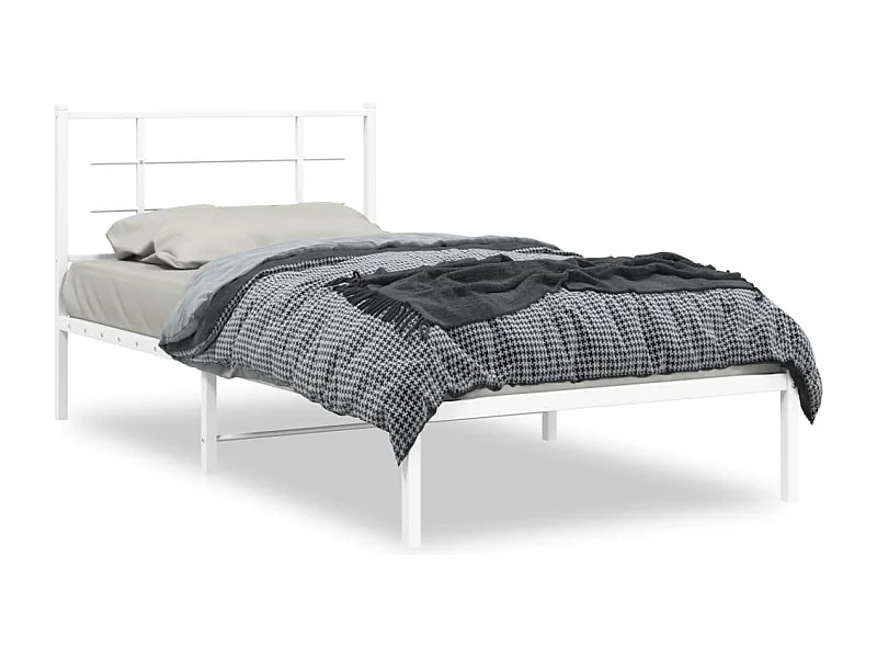 Cama em metal com cabeceira 107x203 cm branco PT827633