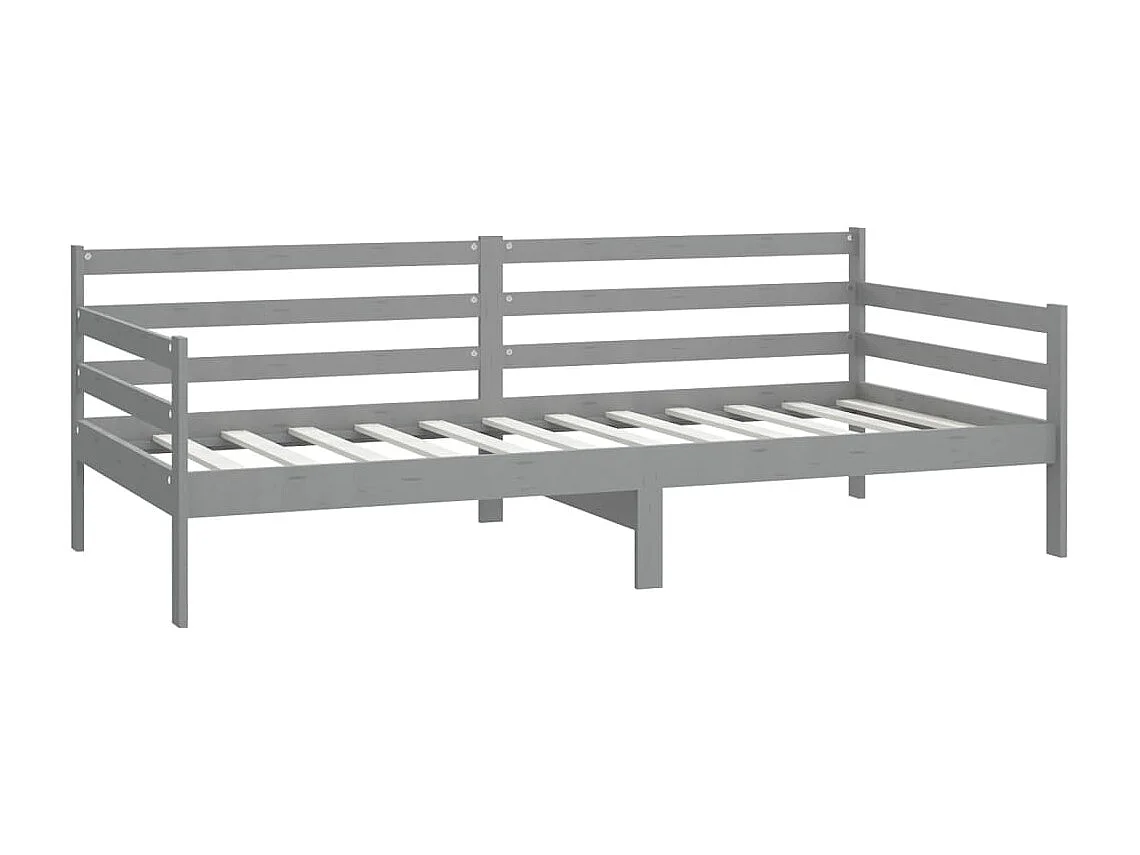 Lit-90x200 cm de repos + matelas Gris Bois de pin massif HOQW27832
