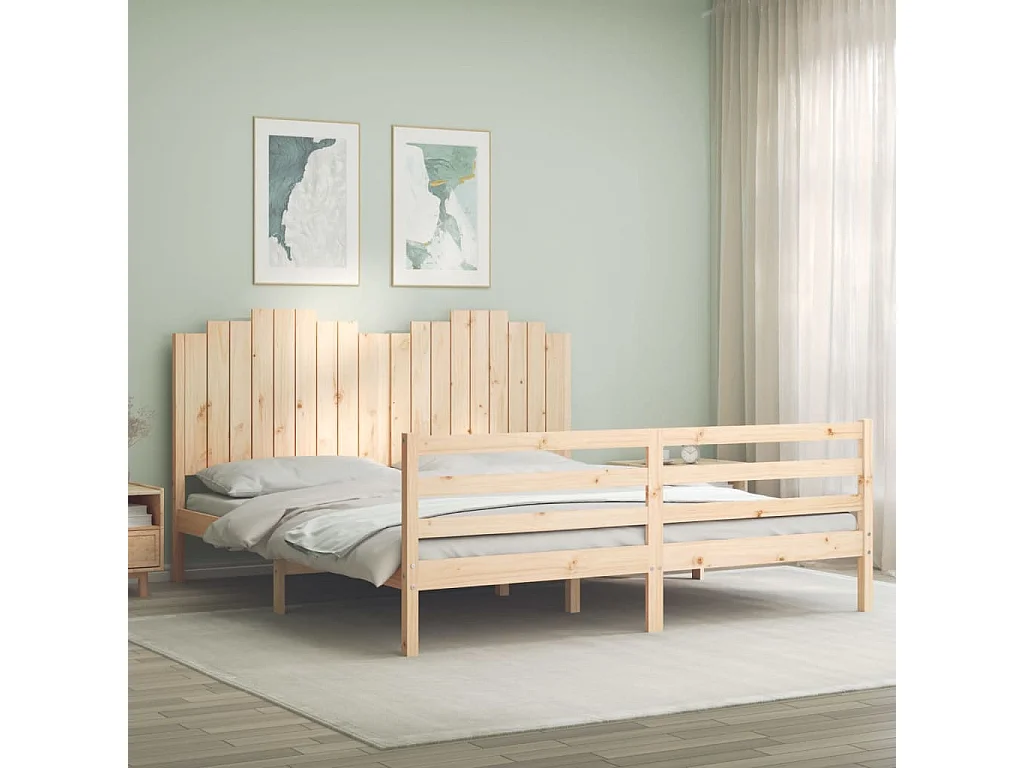 Cama Super King Size com cabeceira madeira maciça PT978614