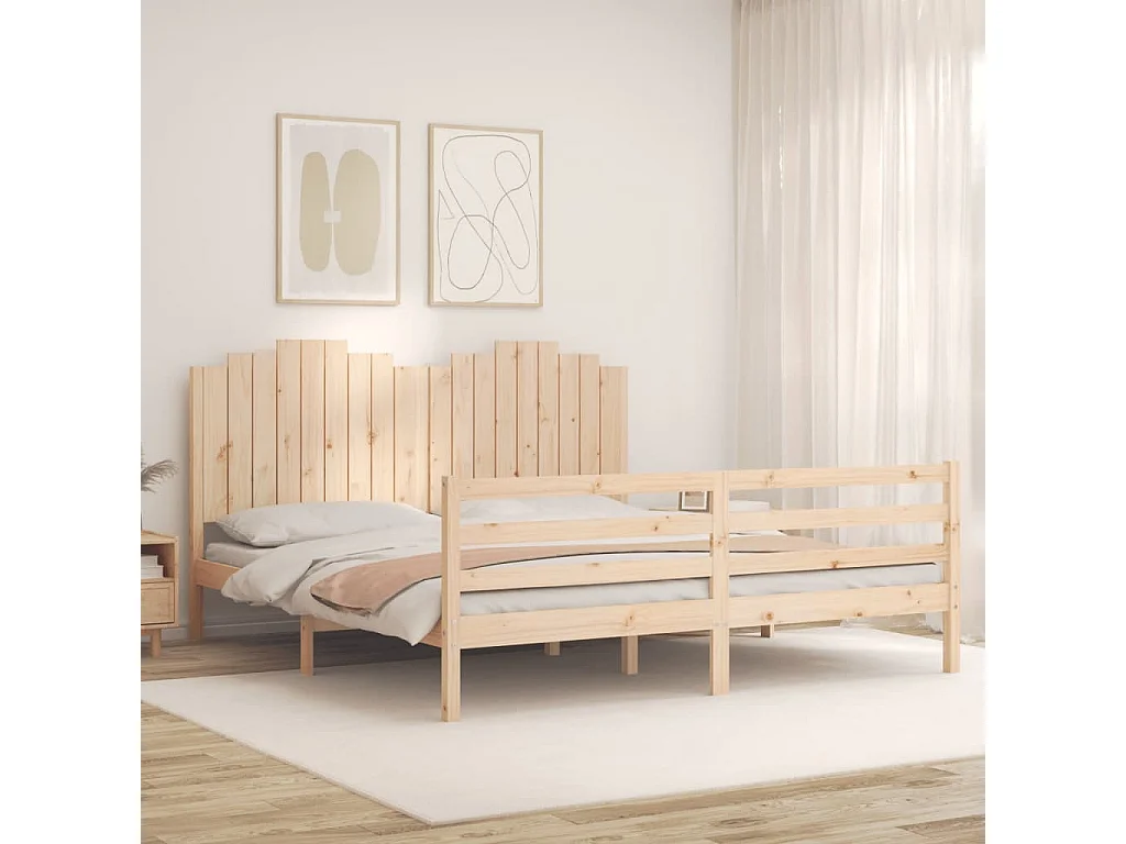 Cama Super King Size com cabeceira madeira maciça PT978614