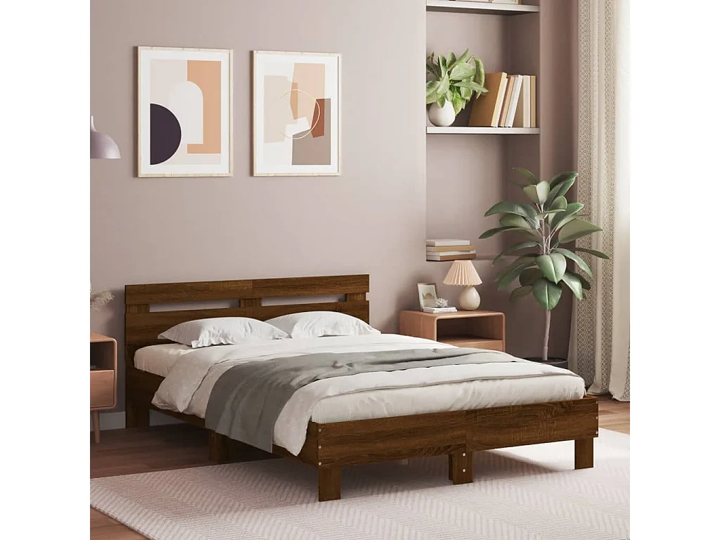 Bedframe met hoofdeinde bruin eikenkleur 120x190 cm NL66419