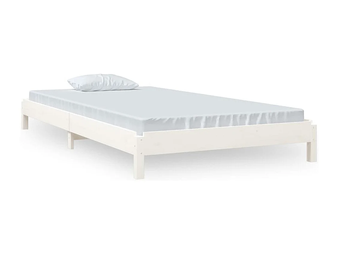 Cama -100x200 cm apilable de madera pino maciza blanca YOE28851