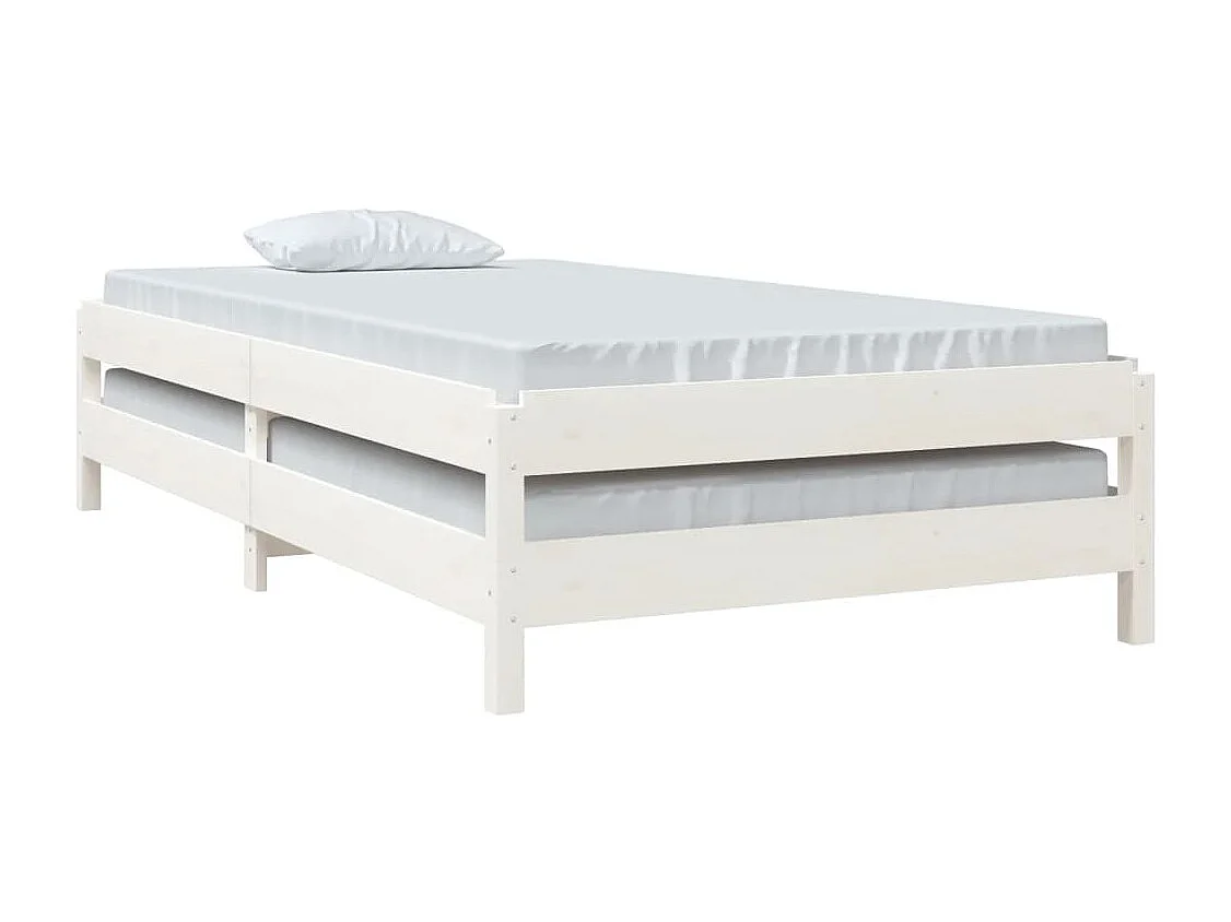 Cama -100x200 cm apilable de madera pino maciza blanca YOE28851