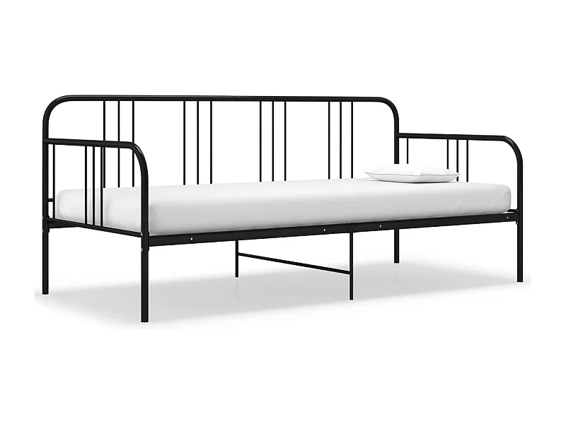 Cama de solteiro 90x200 cm metal preto PT256208