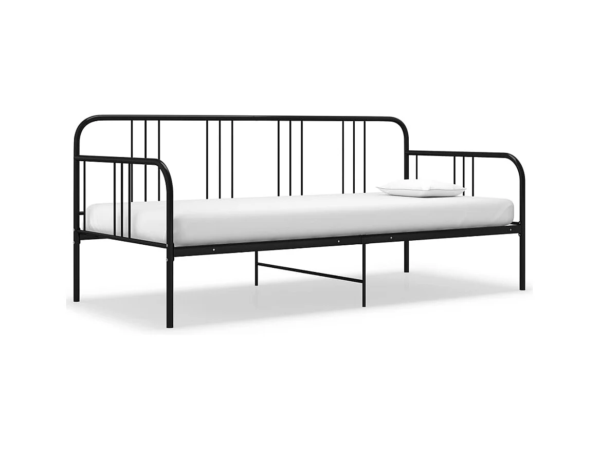 Cama -90x200 cm de metal negro YOE73812