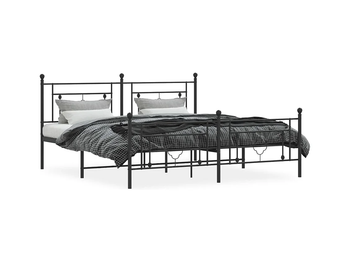 Cama com cabeceira e pés 180x200 cm metal preto PT199863