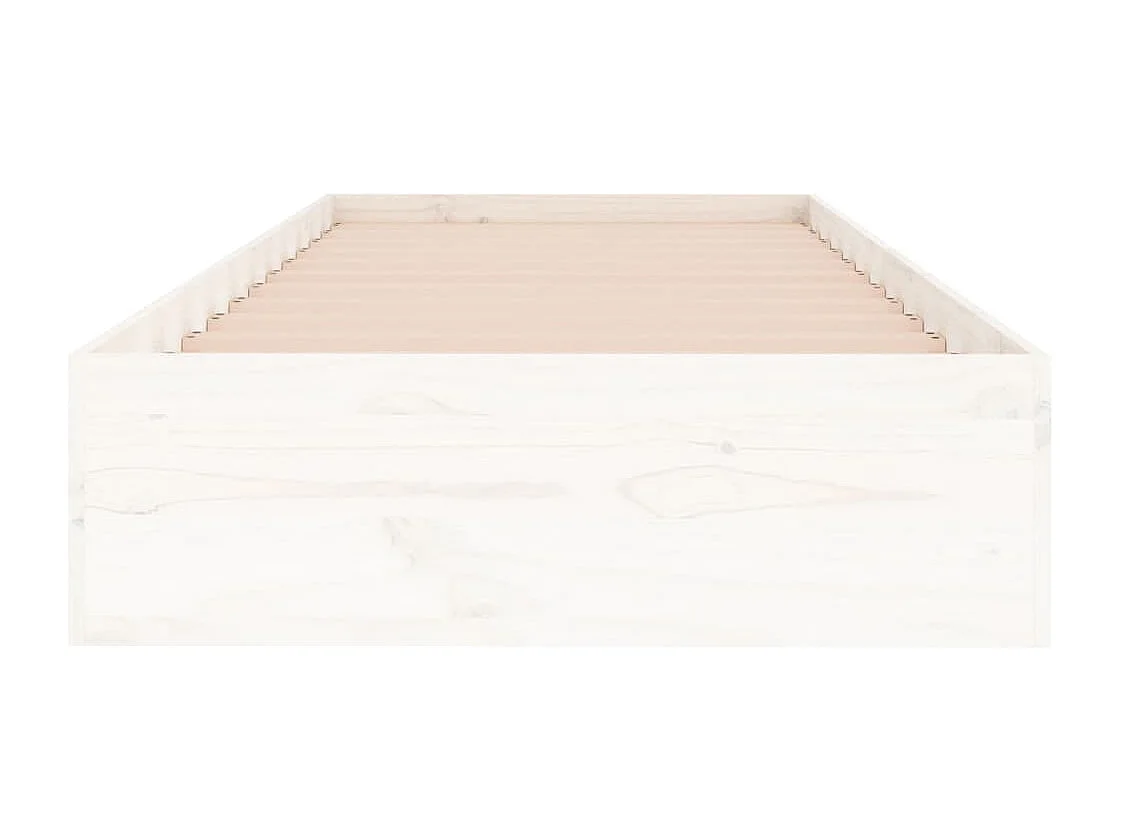 Lit-90x190 cm blanc bois massif simple HOQW33720