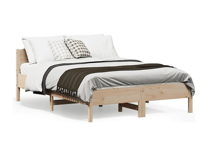 Cama -135x190 cm con cabecero madera maciza pino YOE20344