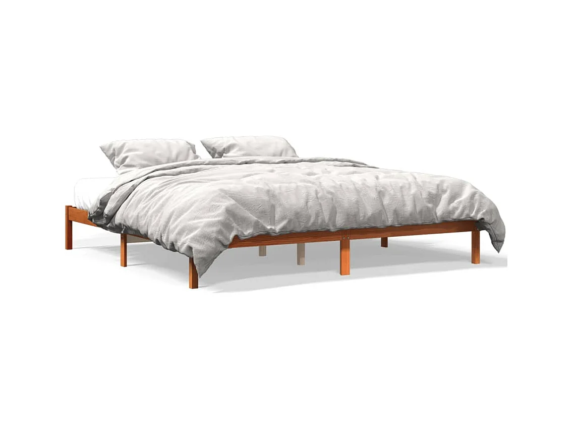 Lit-200x200 cm cire marron bois de pin massif HOQW29788
