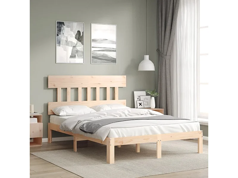 Bedframe met hoofdbord massief hout NL33307