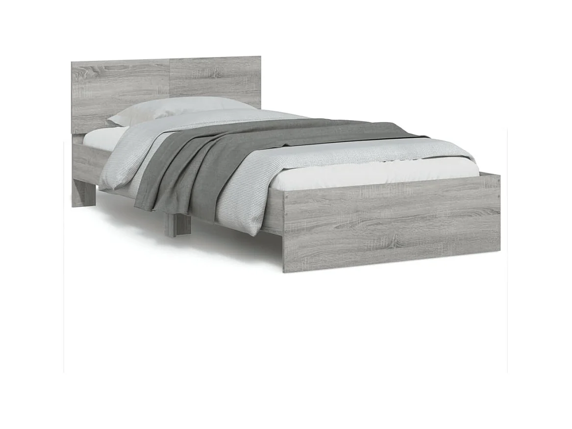 Bedframe met hoofdeinde bewerkt hout grijs sonoma 100x200 cm NL39220