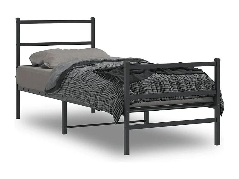 Cama -75x190 cm con cabecero y estribo metal negro YOE95730