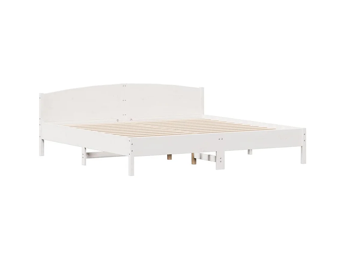 Lit-200x200 cm et tête de lit blanc bois de pin massif HOQW51461