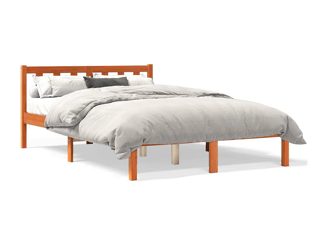 Lit-140x190 cm cire marron bois de pin massif HOQW34529