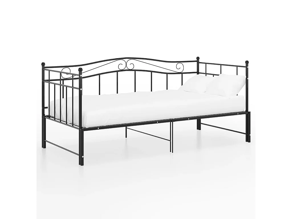 Lit-90x200 cm extensible Noir Métal HOQW80996