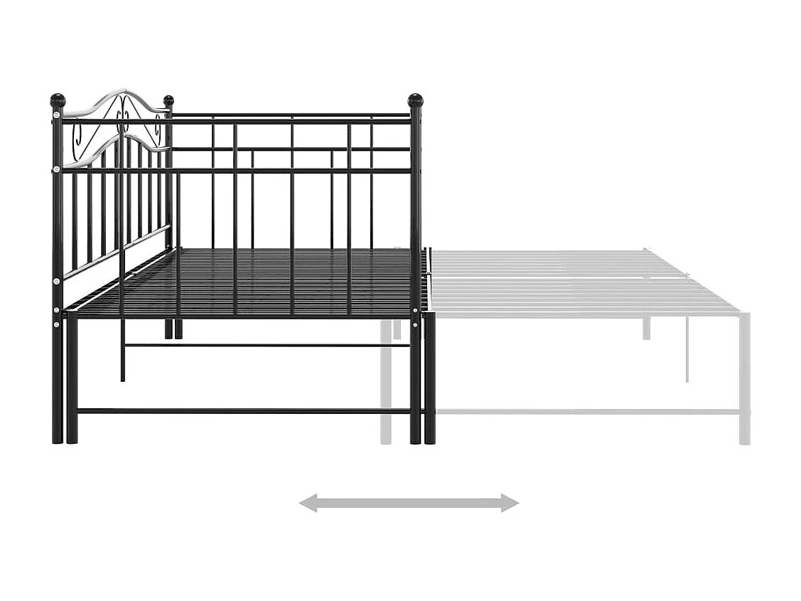 Lit-90x200 cm extensible Noir Métal HOQW80996