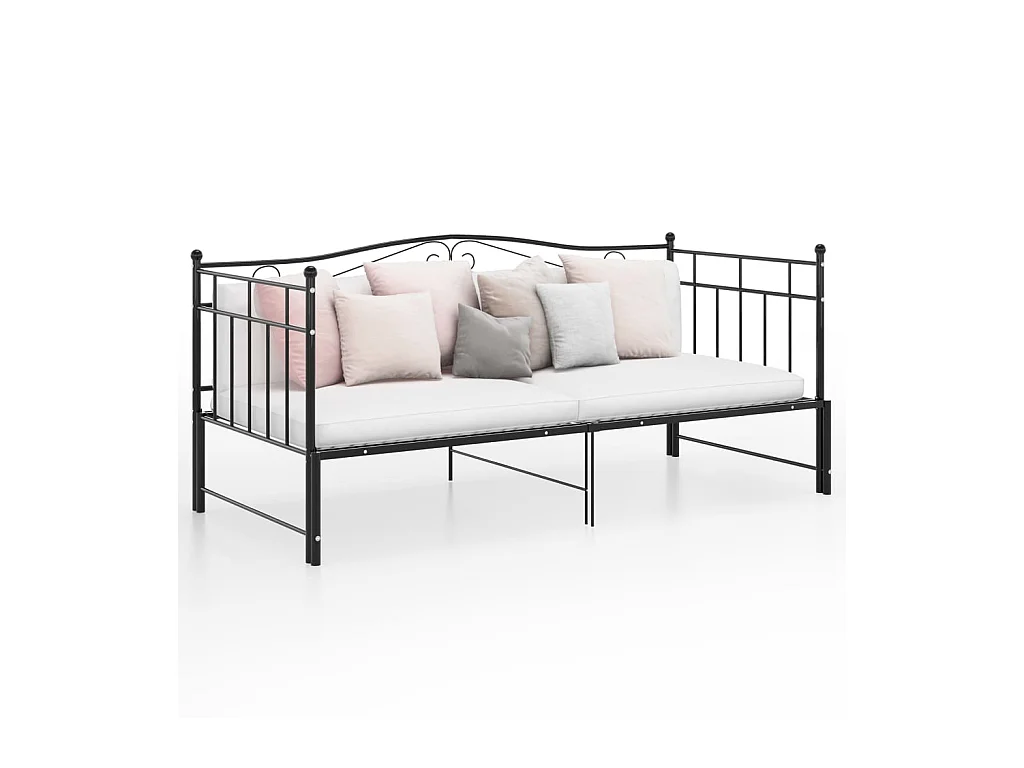 Cama -90x200 cm extraíble de metal negro YOE34626