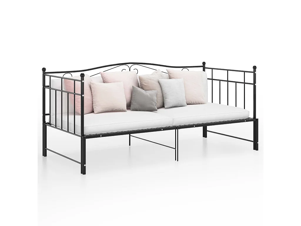 Cama -90x200 cm extraíble de metal negro YOE34626