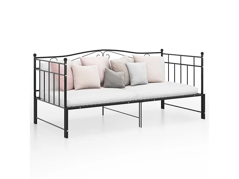 Cama -90x200 cm extraíble de metal negro YOE34626