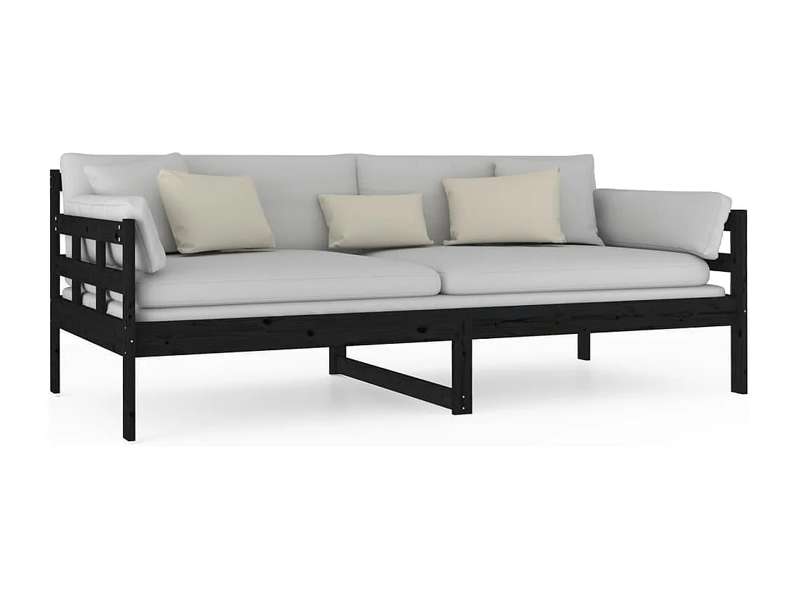 Tagesbett,Sofabett Schwarz Massivholz Kiefer 90x190 cm -gkd84586