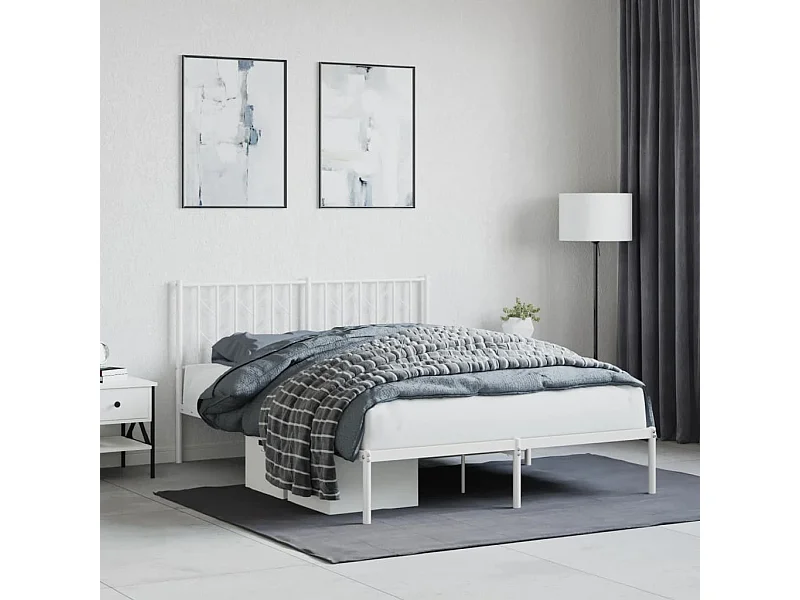 Cama com cabeceira 140x200 cm metal branco PT827650