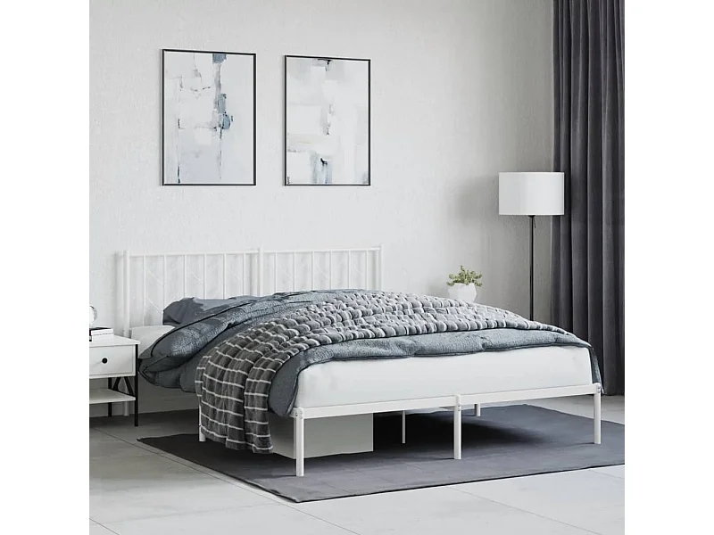 Cama com cabeceira 160x200 cm metal branco PT337442