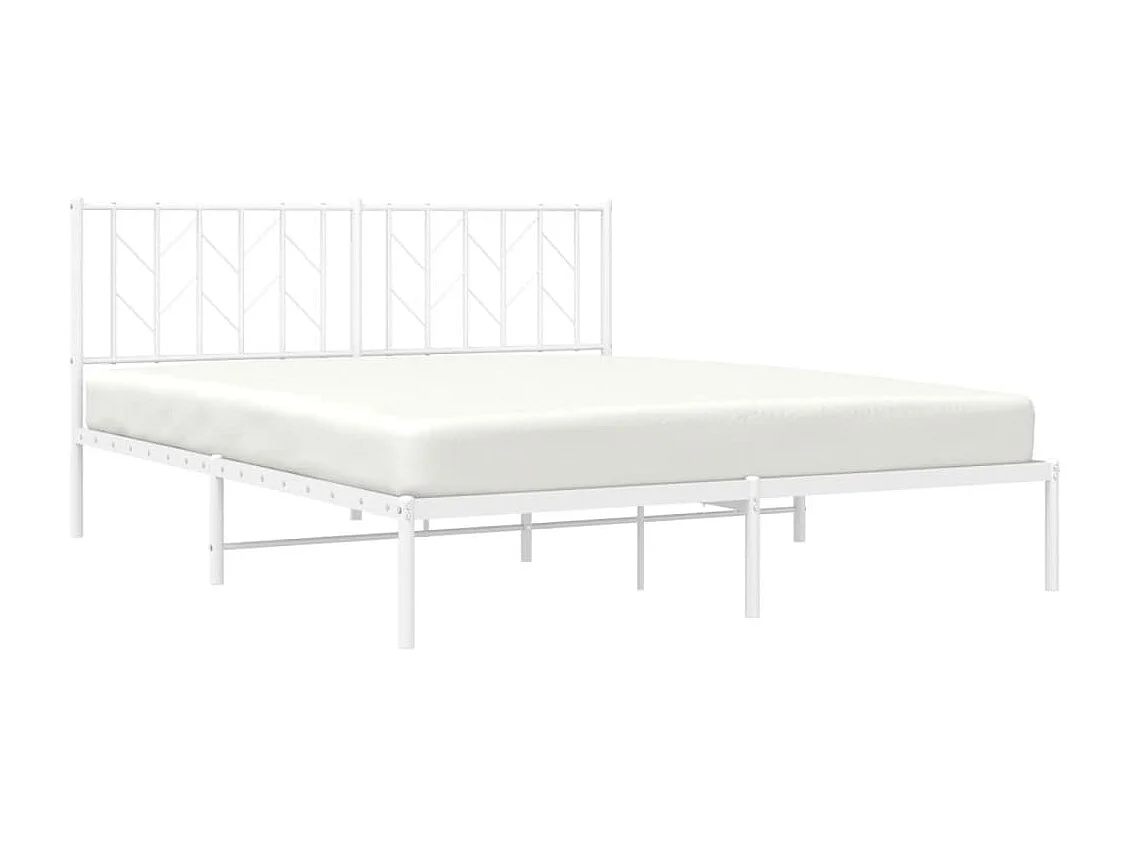 Lit-160x200 cm métal + tête de lit blanc HOQW39398