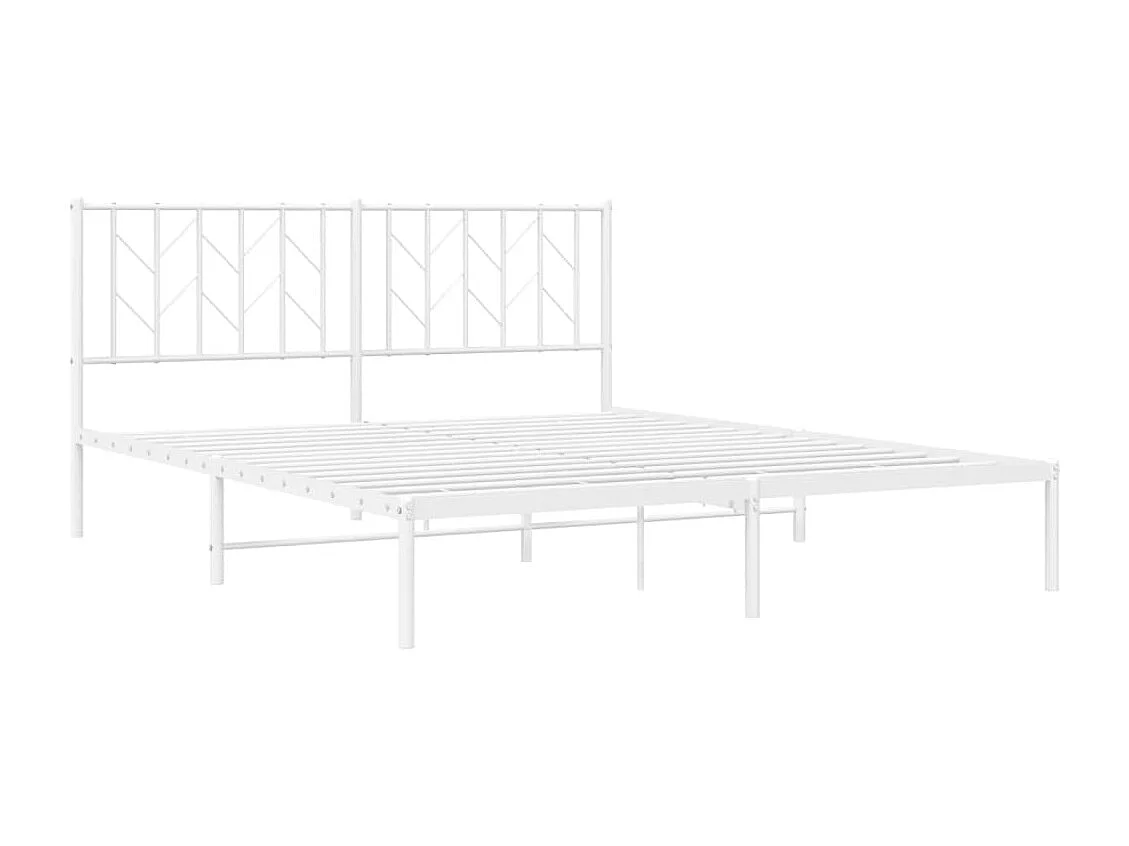 Lit-160x200 cm métal + tête de lit blanc HOQW39398